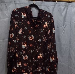 Torrid 5X/6X Fleece Full Length Hooded Zodiac Signs Hooded Union Suit Pajamas
